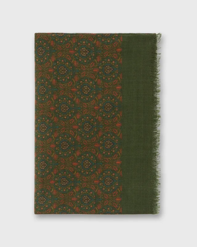 Wool Print Scarf in Green/Red/Blue Tapestry sold by Mashburn