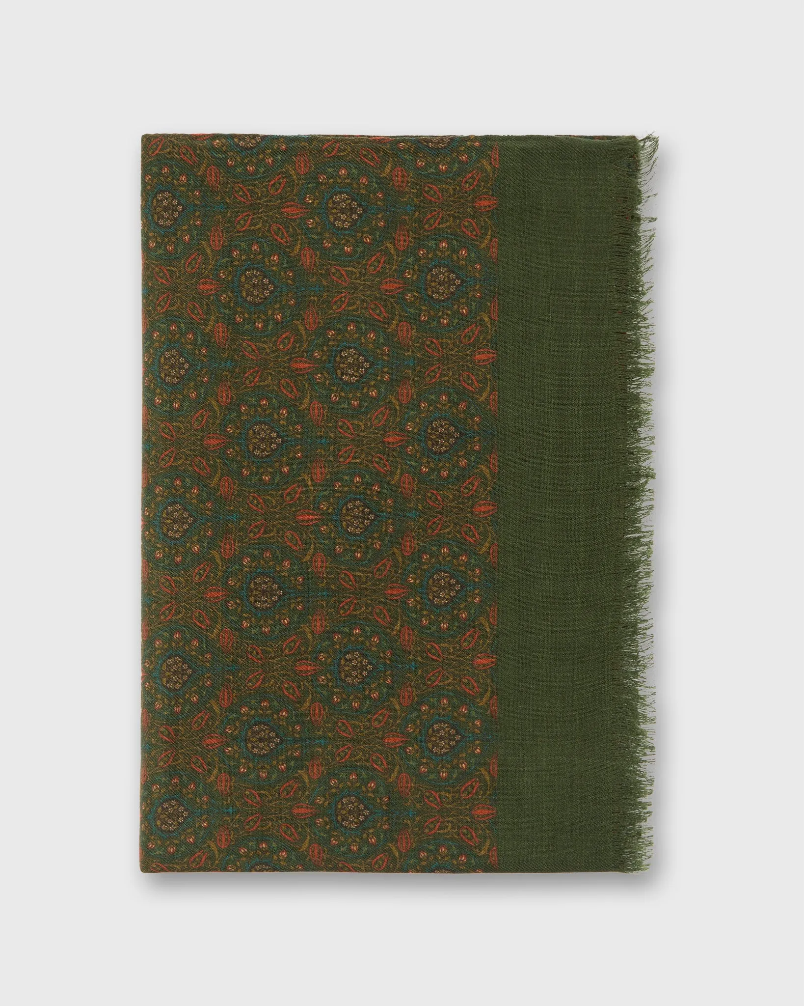 Wool Print Scarf in Green/Red/Blue Tapestry sold by Mashburn