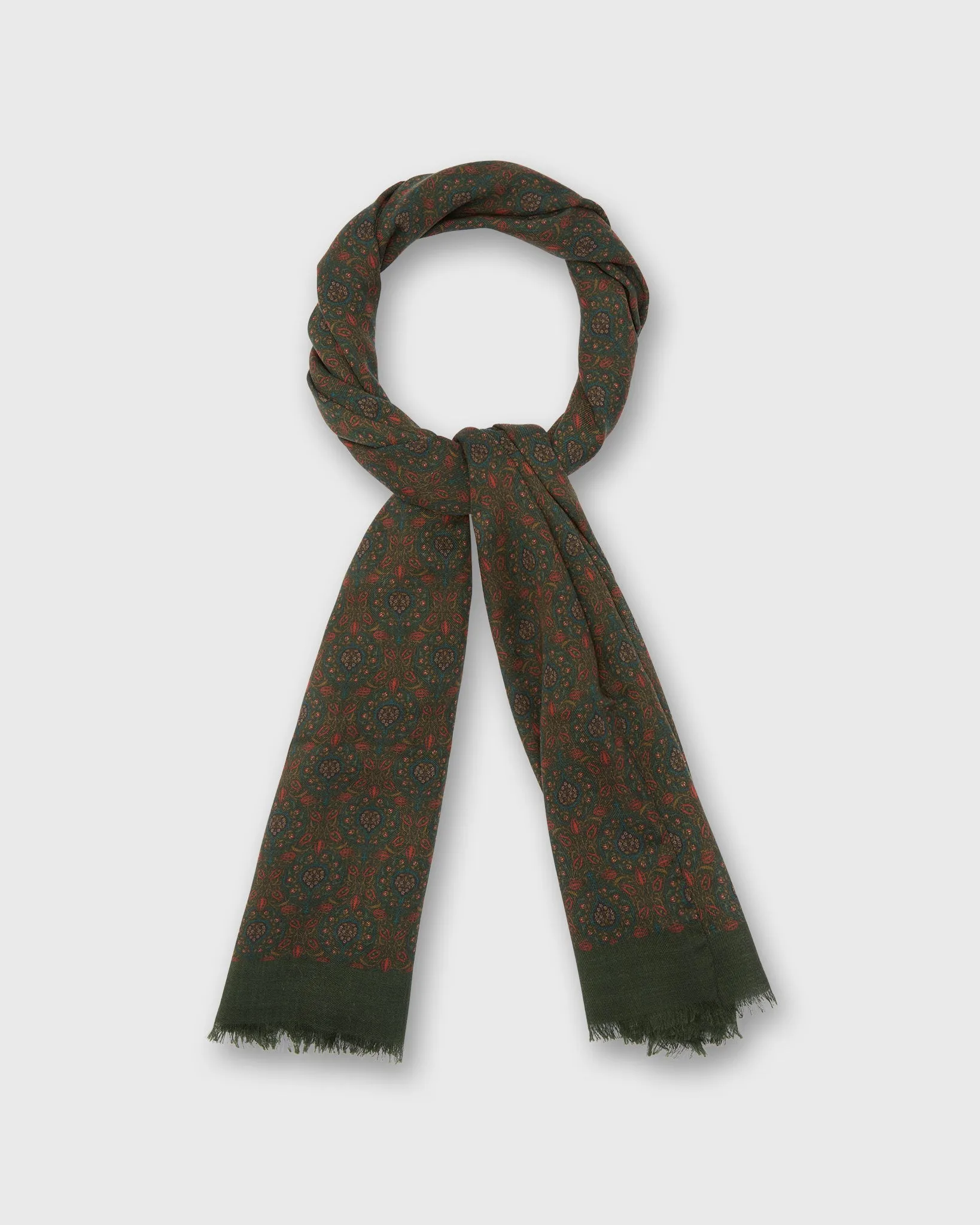 Wool Print Scarf in Green/Red/Blue Tapestry sold by Mashburn product image thumbnail 2