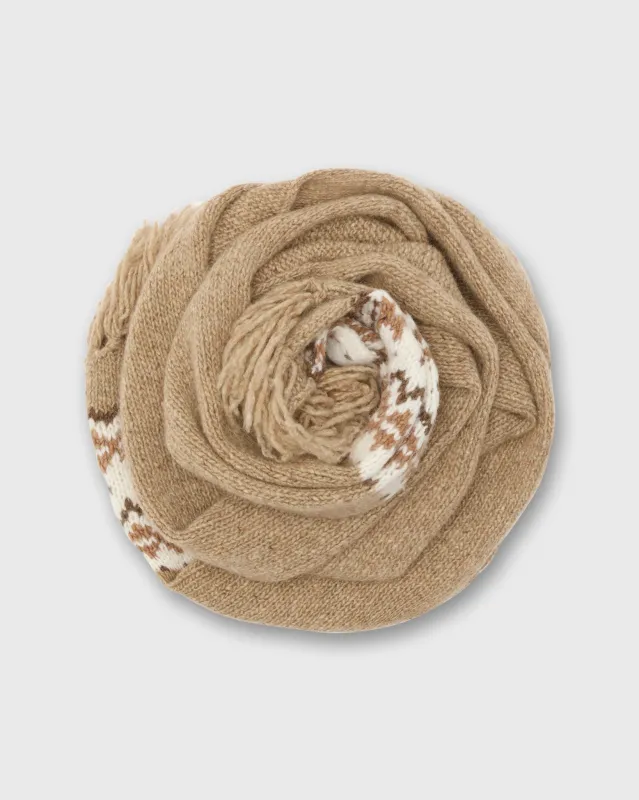 Fair Isle Scarf in Camel Donegal Multi Cashmere sold by Mashburn