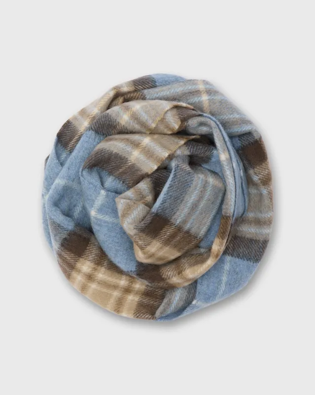 Tartan Merino Scarf in Blue McKellar sold by Mashburn