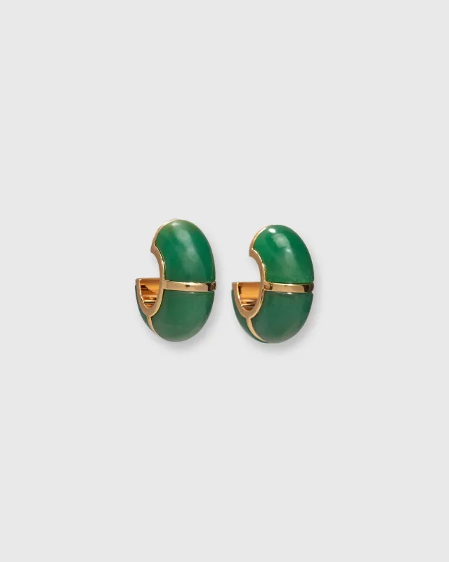Zellige Hoop Earrings in Green Jade sold by Mashburn