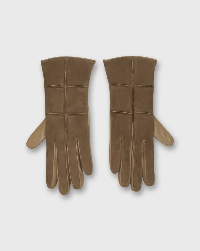 Cashmere-Lined Color Block Gloves in Taupe Nappa Leather/Suede sold by Mashburn