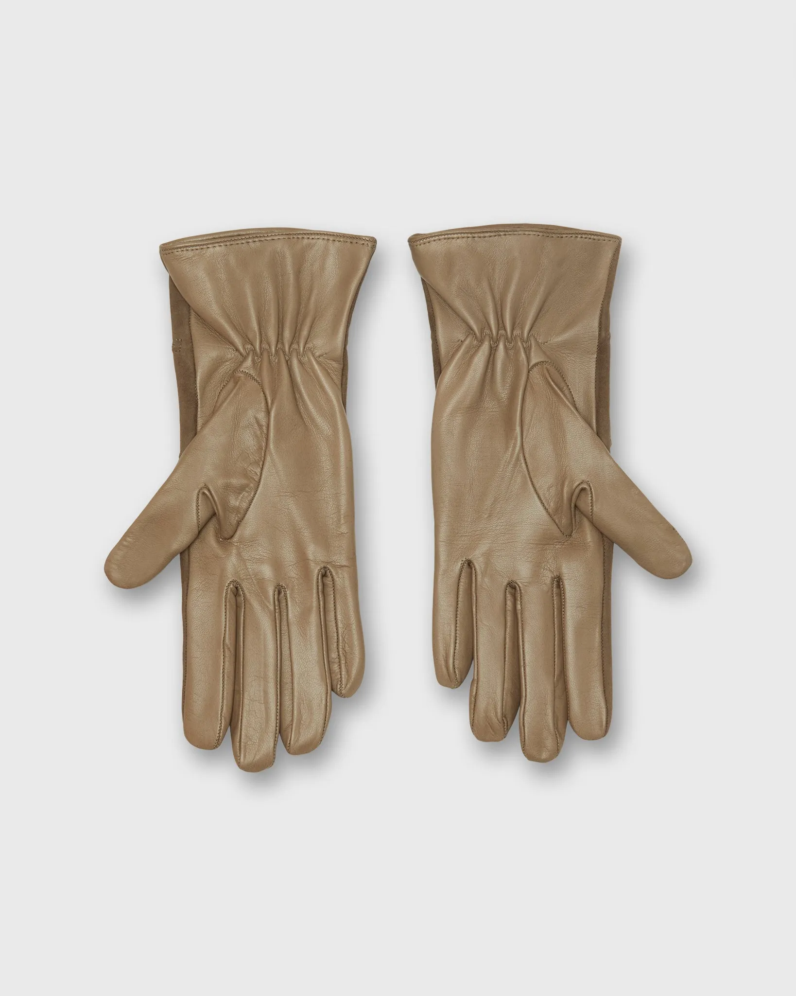 Cashmere-Lined Color Block Gloves in Taupe Nappa Leather/Suede sold by Mashburn product image thumbnail 2
