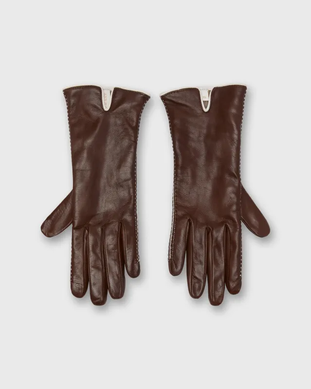 Hand-Stitched Cashmere-Lined Gloves in Dark Brown Nappa Leather sold by Mashburn