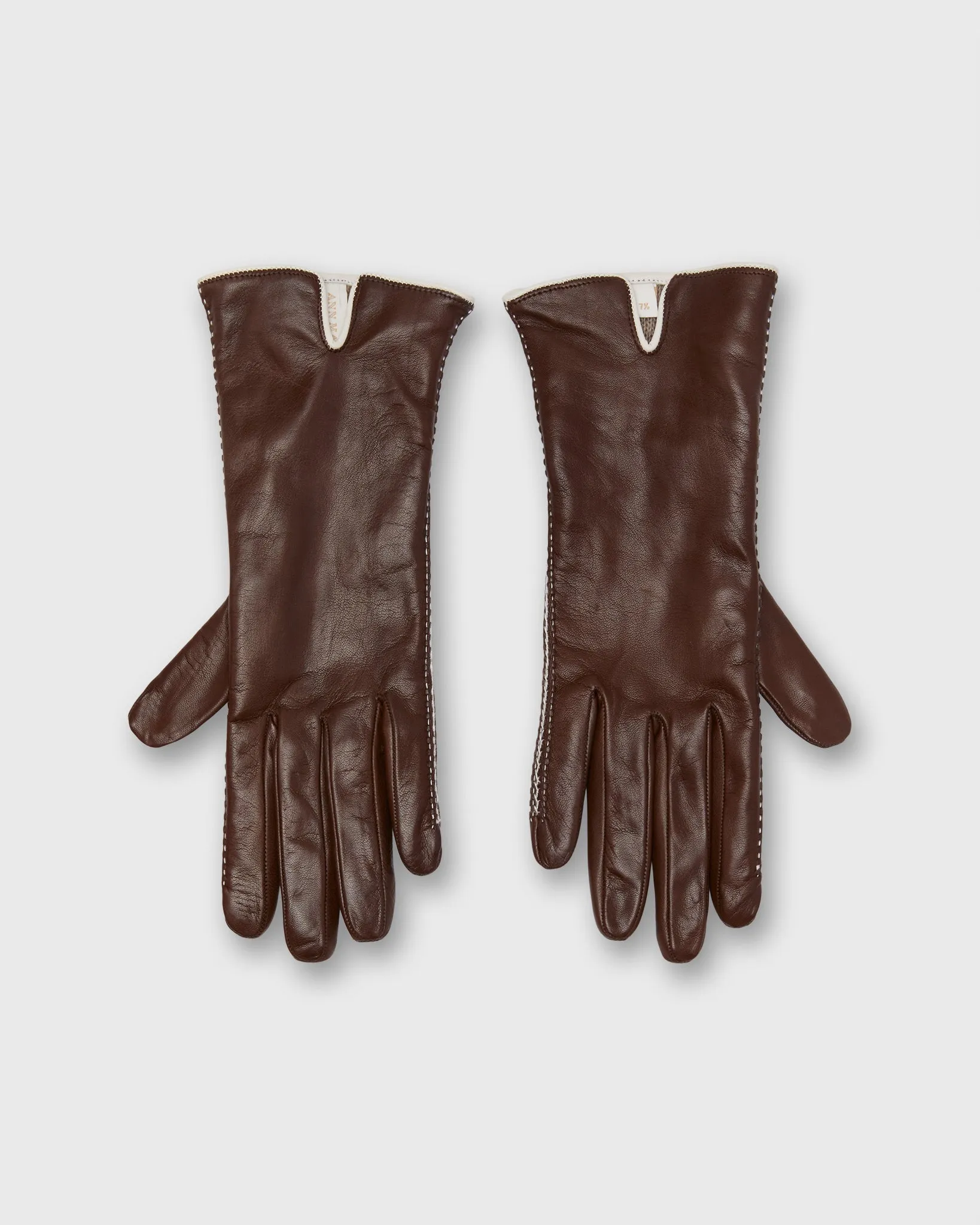 Hand-Stitched Cashmere-Lined Gloves in Dark Brown Nappa Leather sold by Mashburn