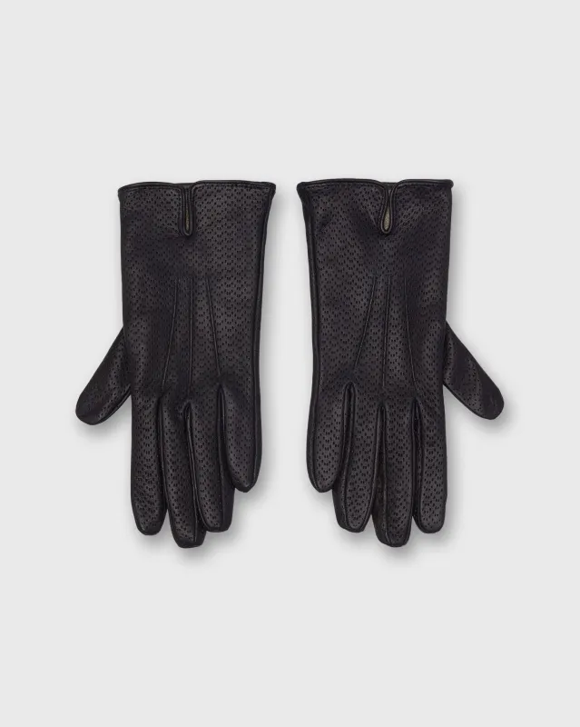 Cashmere-Lined Perforated Gloves in Navy Nappa Leather sold by Mashburn