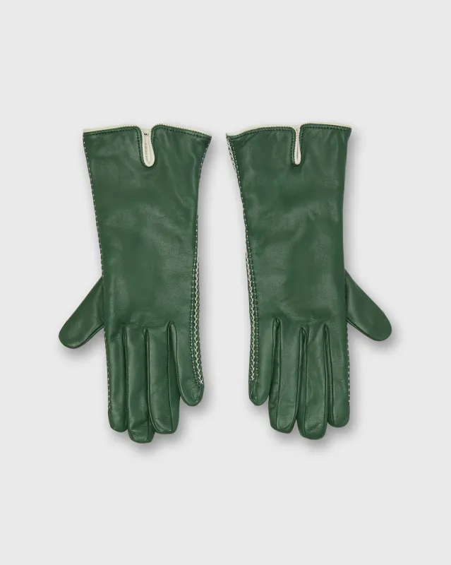 Hand-Stitched Cashmere-Lined Gloves in Green Nappa Leather sold by Mashburn