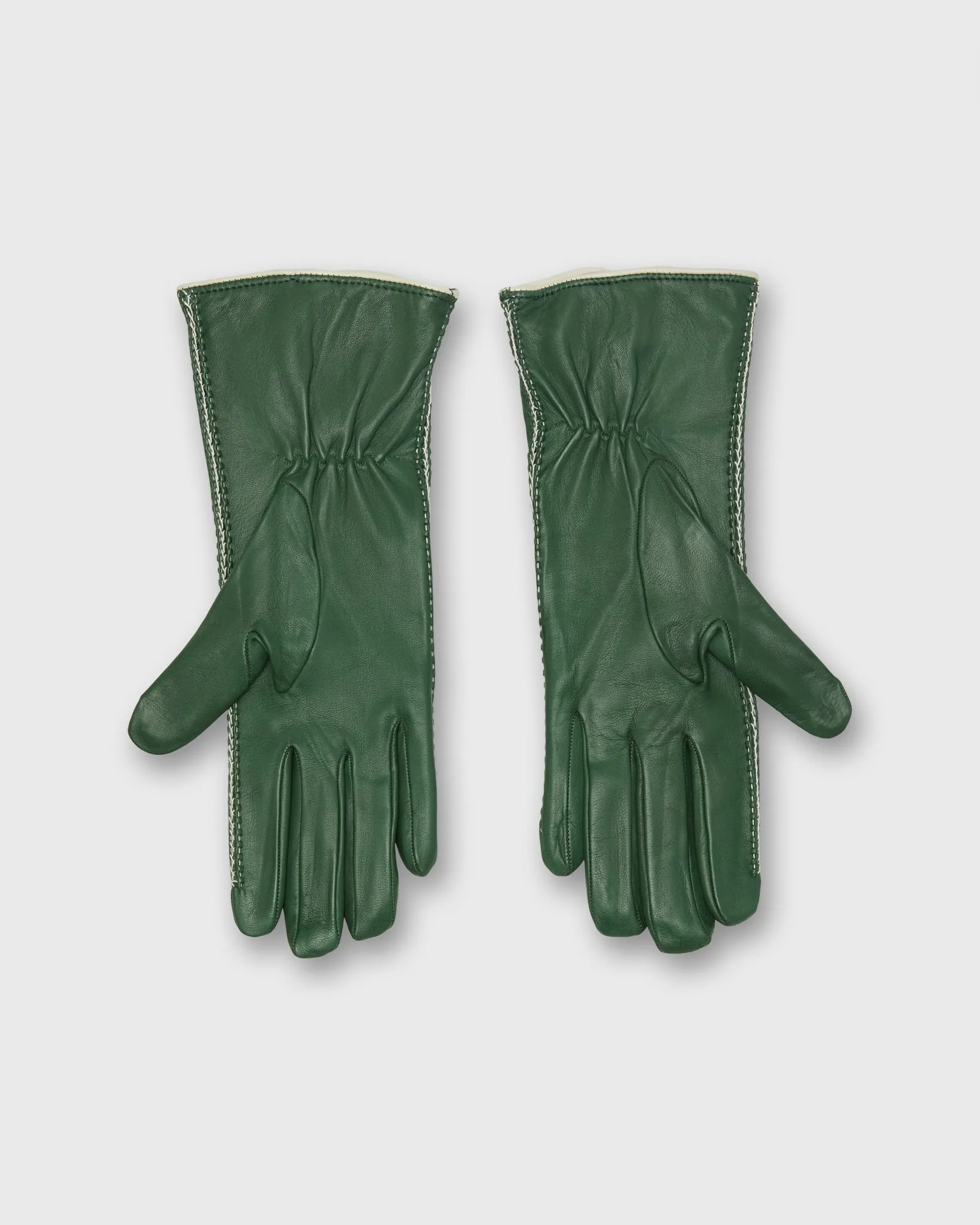 Hand-Stitched Cashmere-Lined Gloves in Green Nappa Leather sold by Mashburn product image thumbnail 2