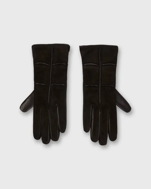 Cashmere-Lined Color Block Gloves in Black Nappa Leather/Suede sold by Mashburn