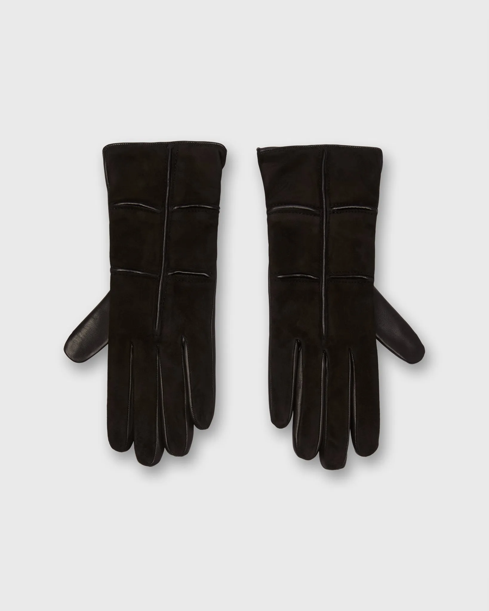 Cashmere-Lined Color Block Gloves in Black Nappa Leather/Suede sold by Mashburn