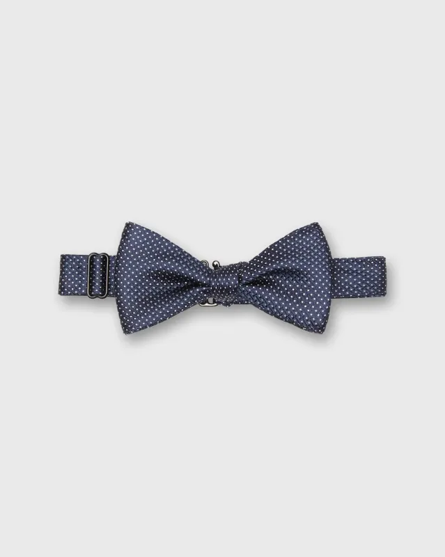 Silk Bow Tie in Navy Runnymede Pin Dots sold by Mashburn