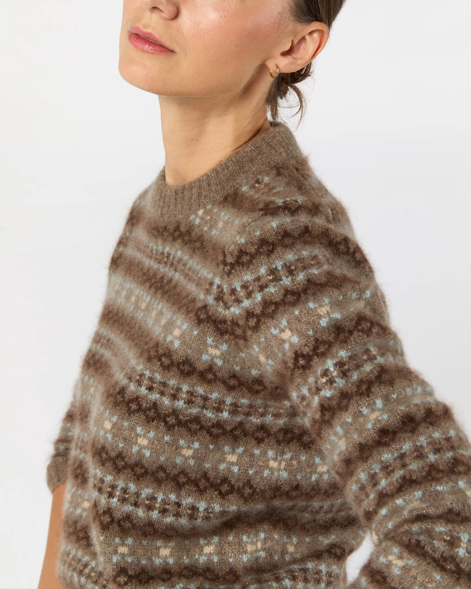 Alpine Fair Isle Sweater in Hazelnut Multi Cashmere/Silk sold by Mashburn product image thumbnail 2