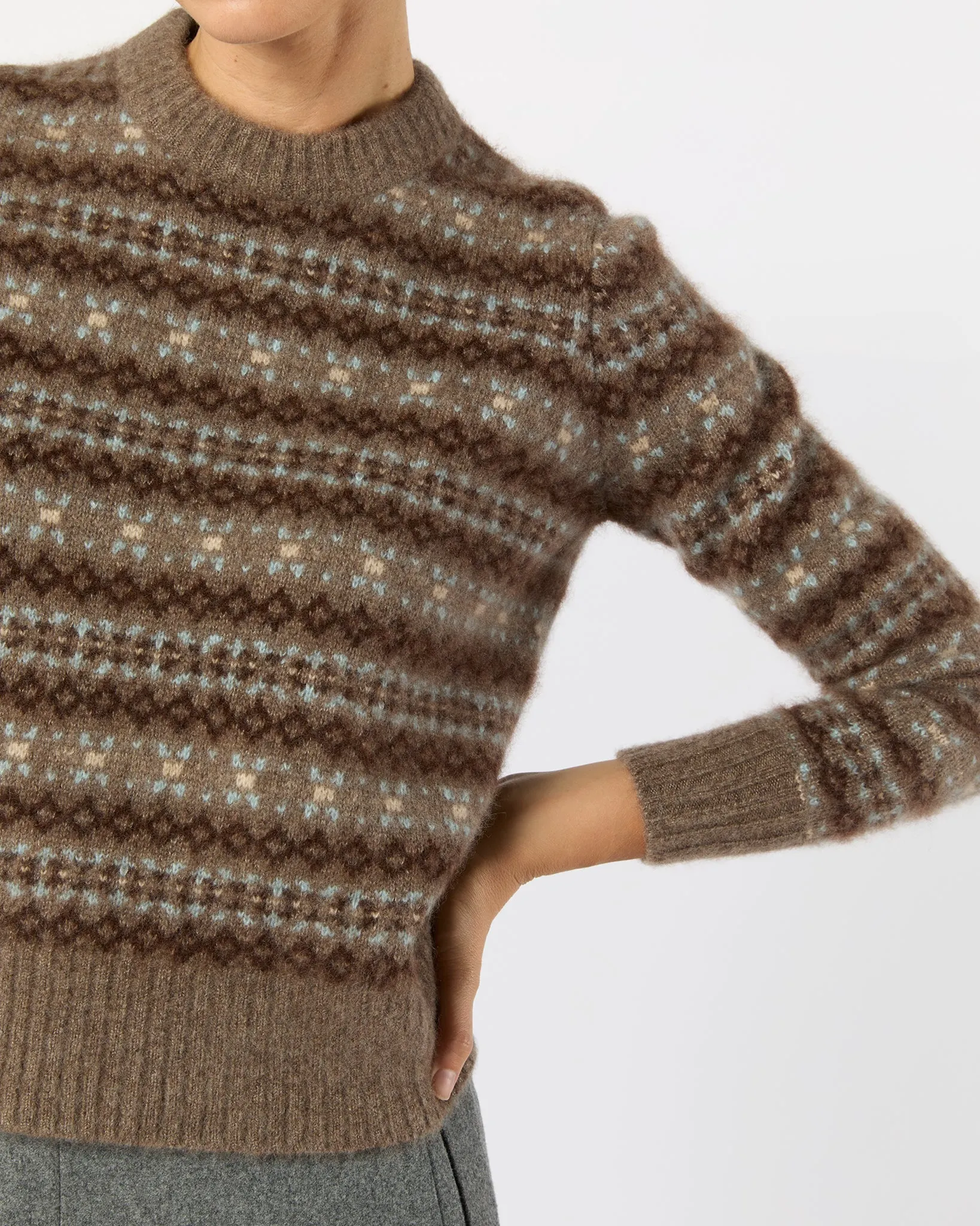 Alpine Fair Isle Sweater in Hazelnut Multi Cashmere/Silk sold by Mashburn product image thumbnail 4