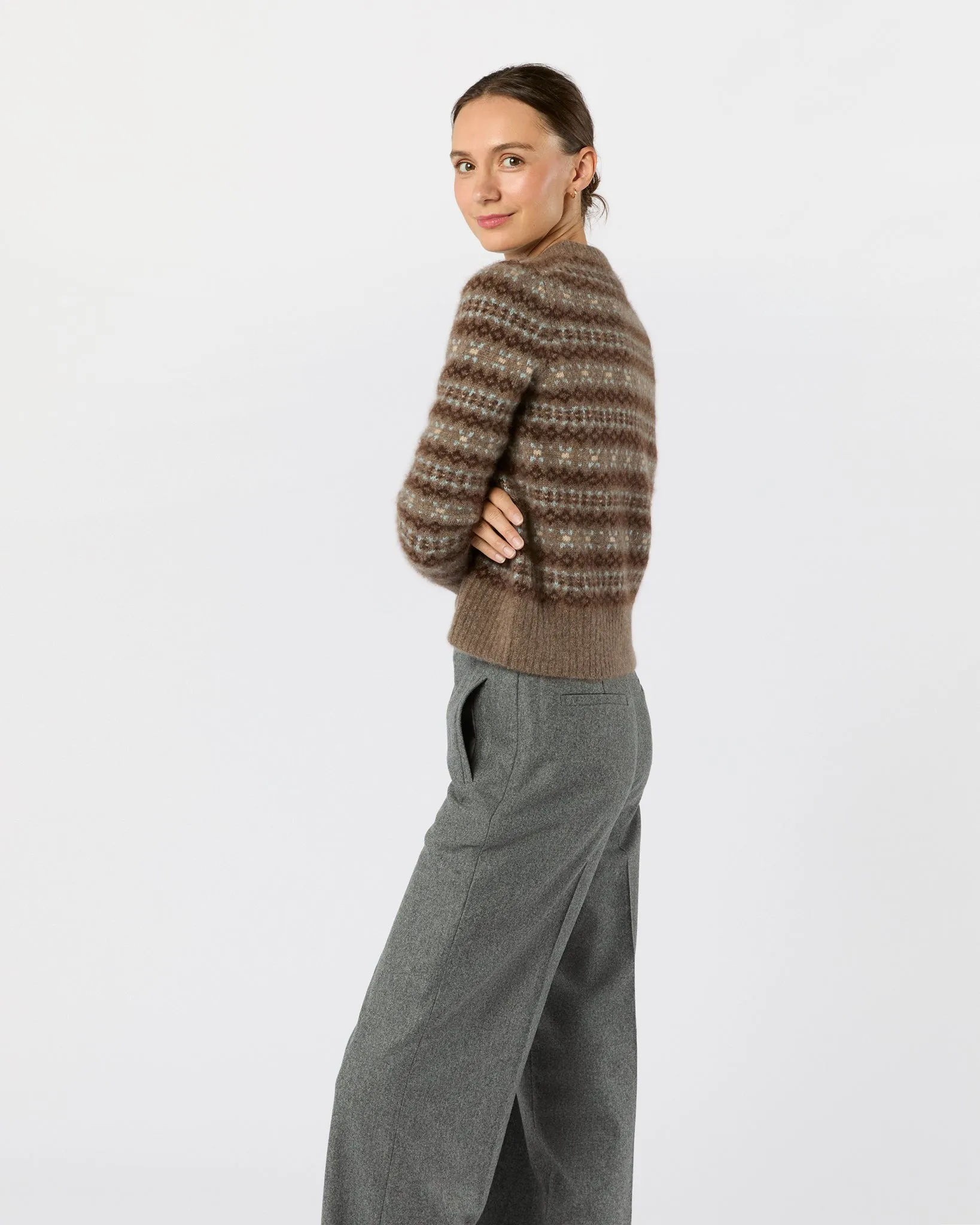 Alpine Fair Isle Sweater in Hazelnut Multi Cashmere/Silk sold by Mashburn product image thumbnail 5