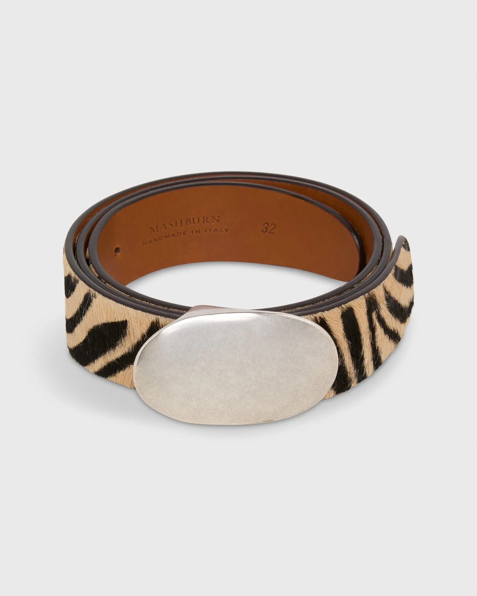 1.5" Conroy Belt in Zebra Calf Hair sold by Mashburn