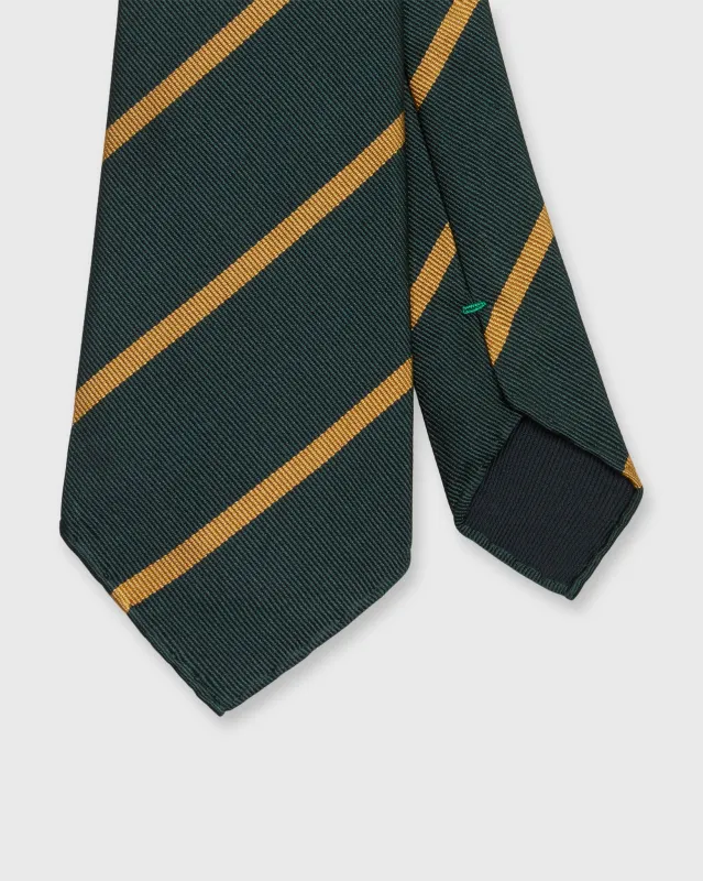 Silk Woven Tie in Green/Gold Bar Stripe sold by Mashburn