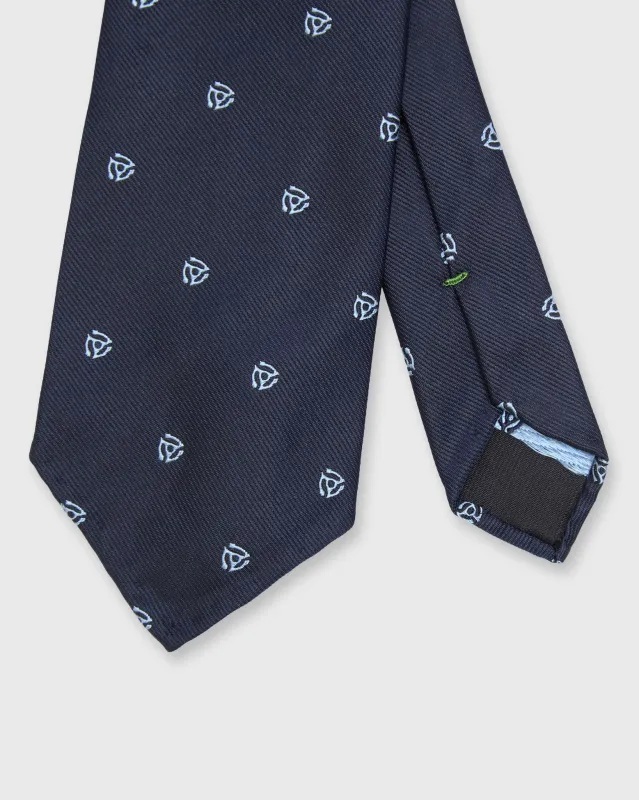 Silk Woven Club Tie in Navy/Sky 45 Turntable Adapter sold by Mashburn