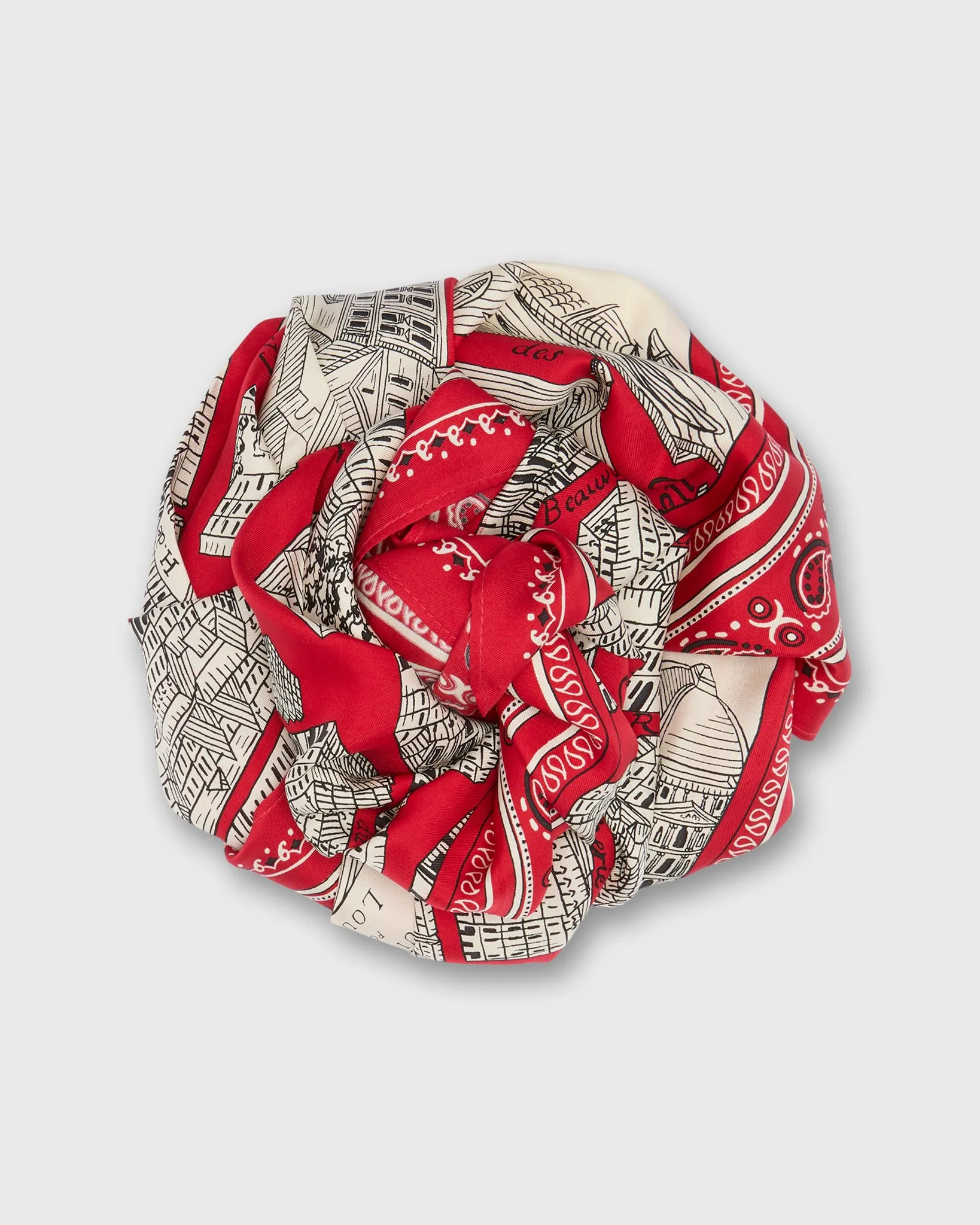 Louvre Square Scarf in Red sold by Mashburn