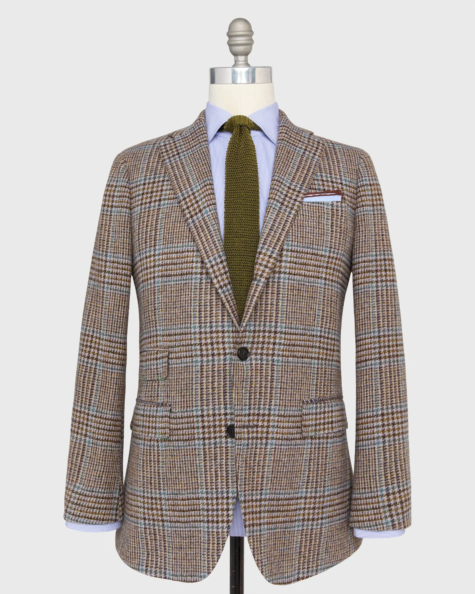 Virgil No. 3 Jacket in Bone/Brown/Lavender Glen Plaid Tweed sold by Mashburn