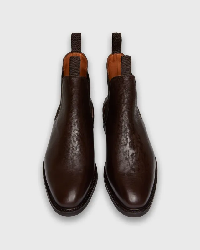 Chelsea Boot in Dark Brown Utah Grain Calfskin sold by Mashburn