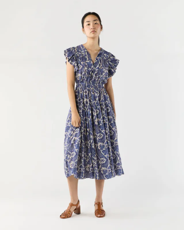 Kairi Flutter Sleeve Midi Dress in Ocean sold by Mashburn