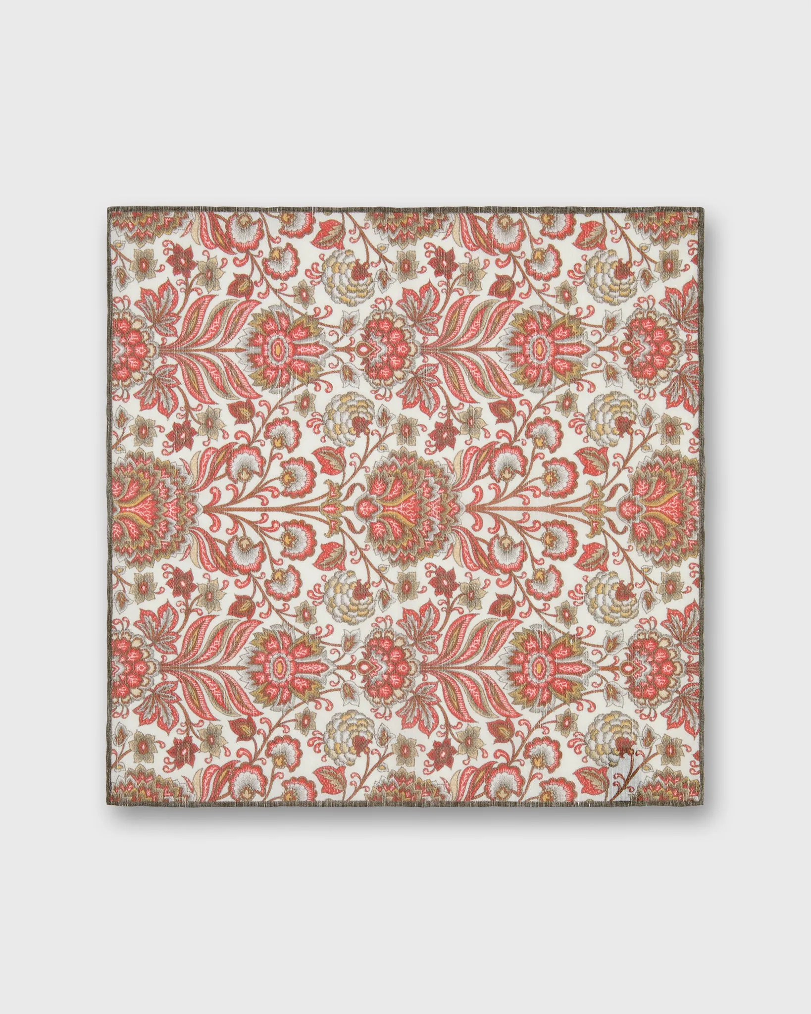 Linen/Cotton Print Pocket Square in Red/Bone Paisley Scene sold by Mashburn product image thumbnail 2