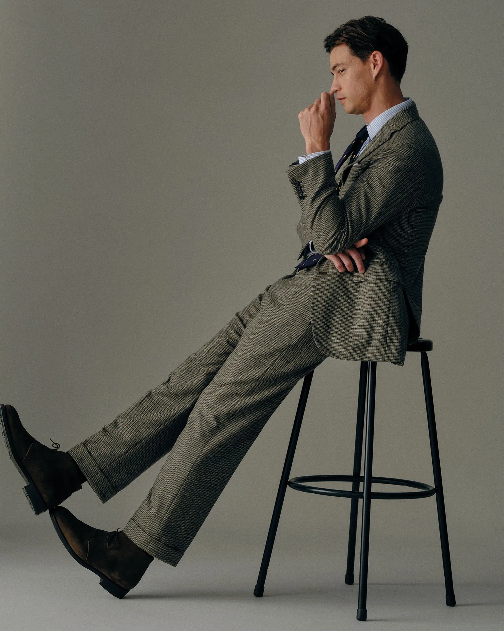 Virgil No. 4 Jacket in Oat/Slate/Olive Check Flannel sold by Mashburn product image thumbnail 2