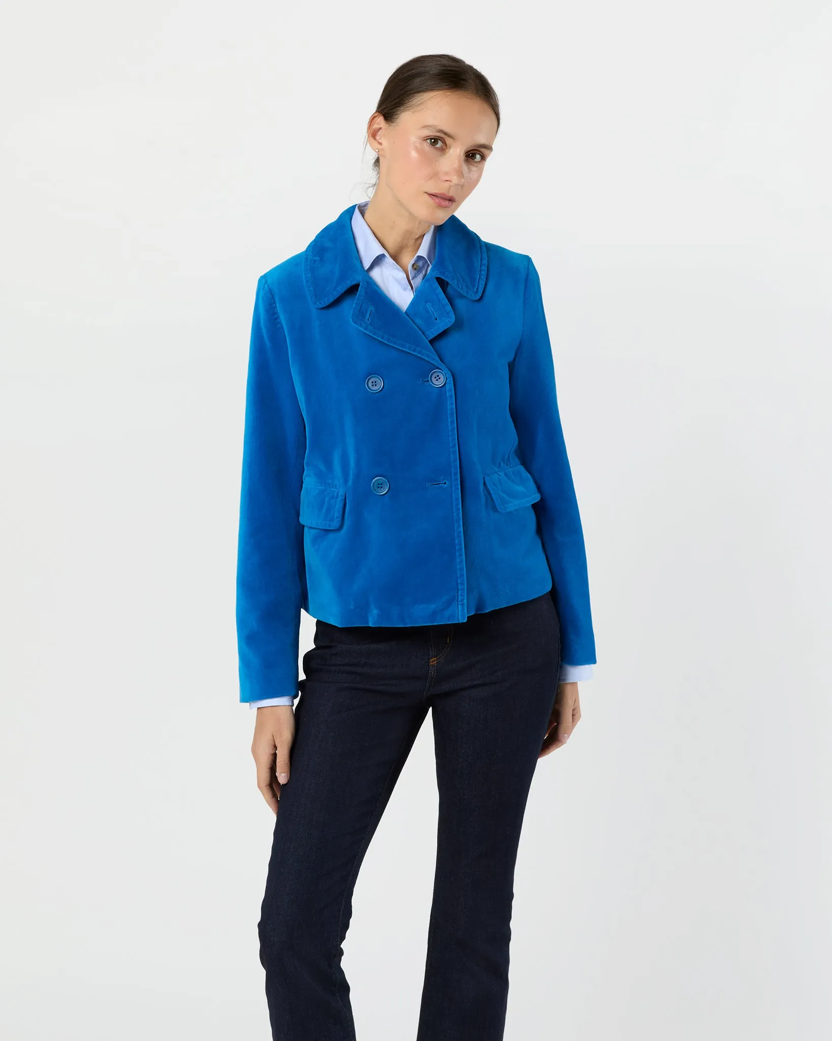 Double-Breasted Jacket in Sky Blue sold by Mashburn