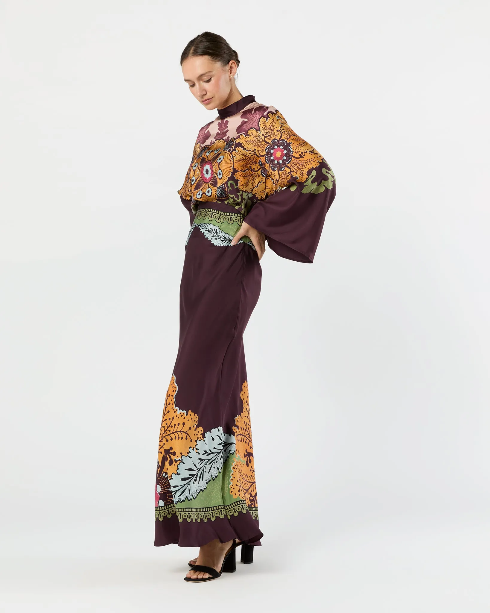 Sleek Skirt in Burgundy Bounty Silk sold by Mashburn product image thumbnail 5