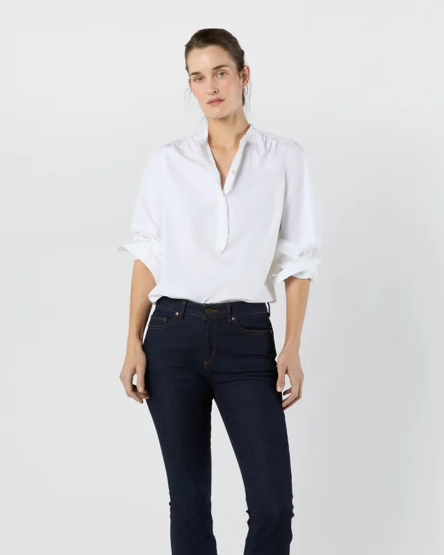 Becca Shirt in White Poplin sold by Mashburn