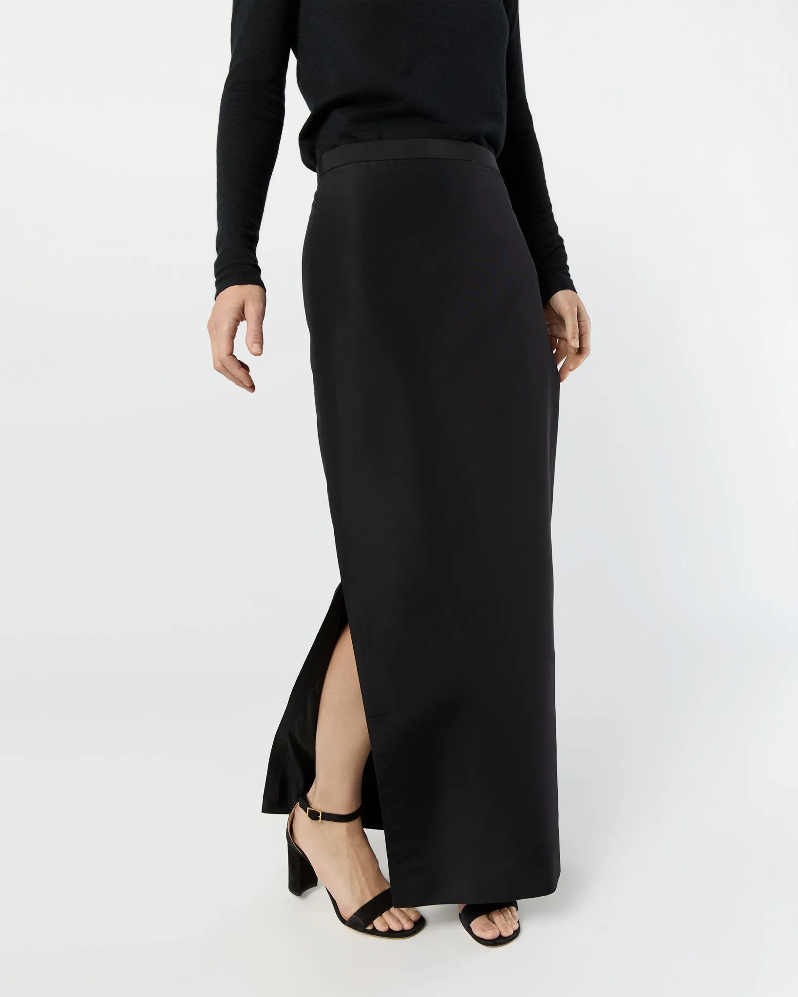 Long Pencil Skirt in Black Silk Faille sold by Mashburn product image thumbnail 2