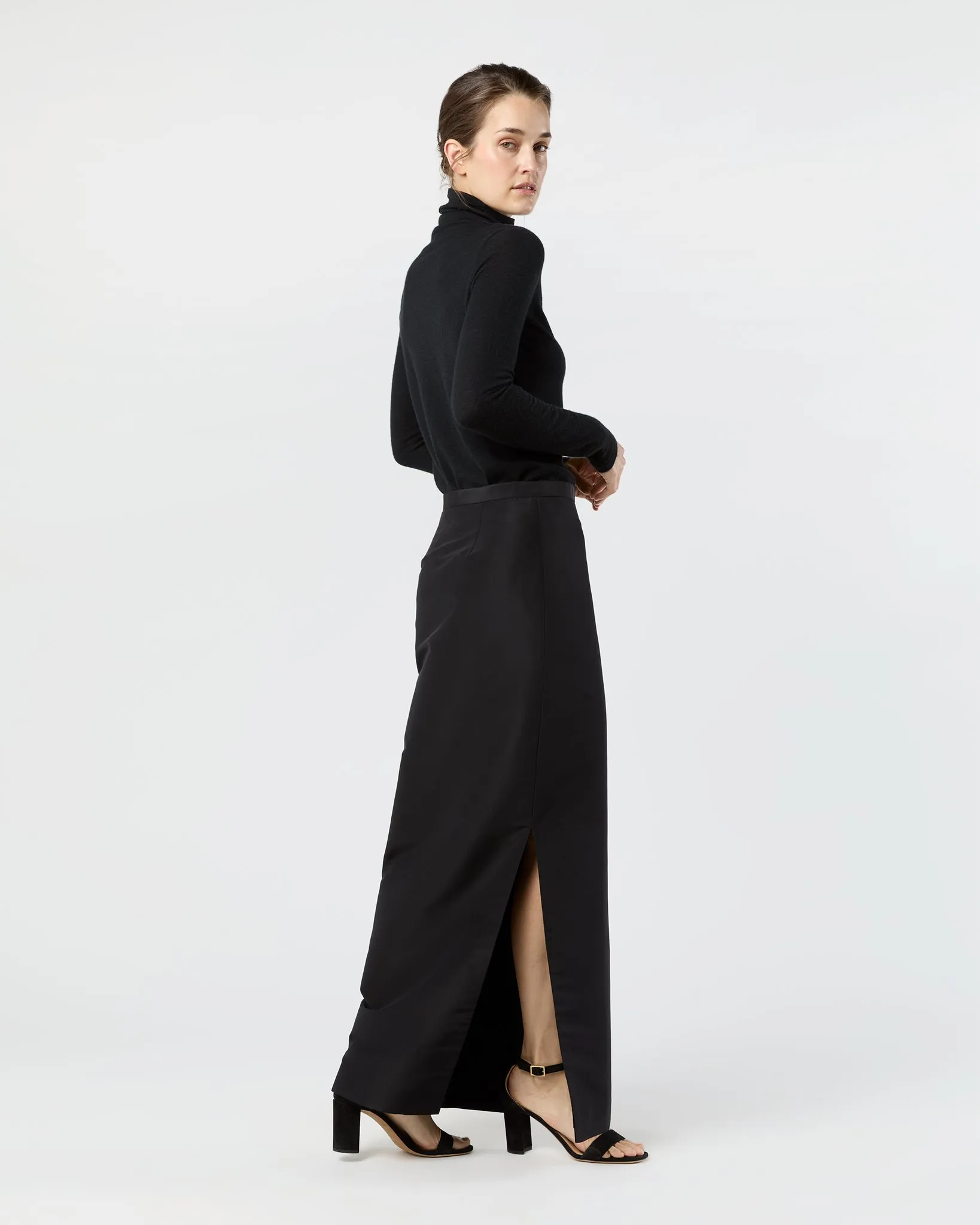 Long Pencil Skirt in Black Silk Faille sold by Mashburn product image thumbnail 4