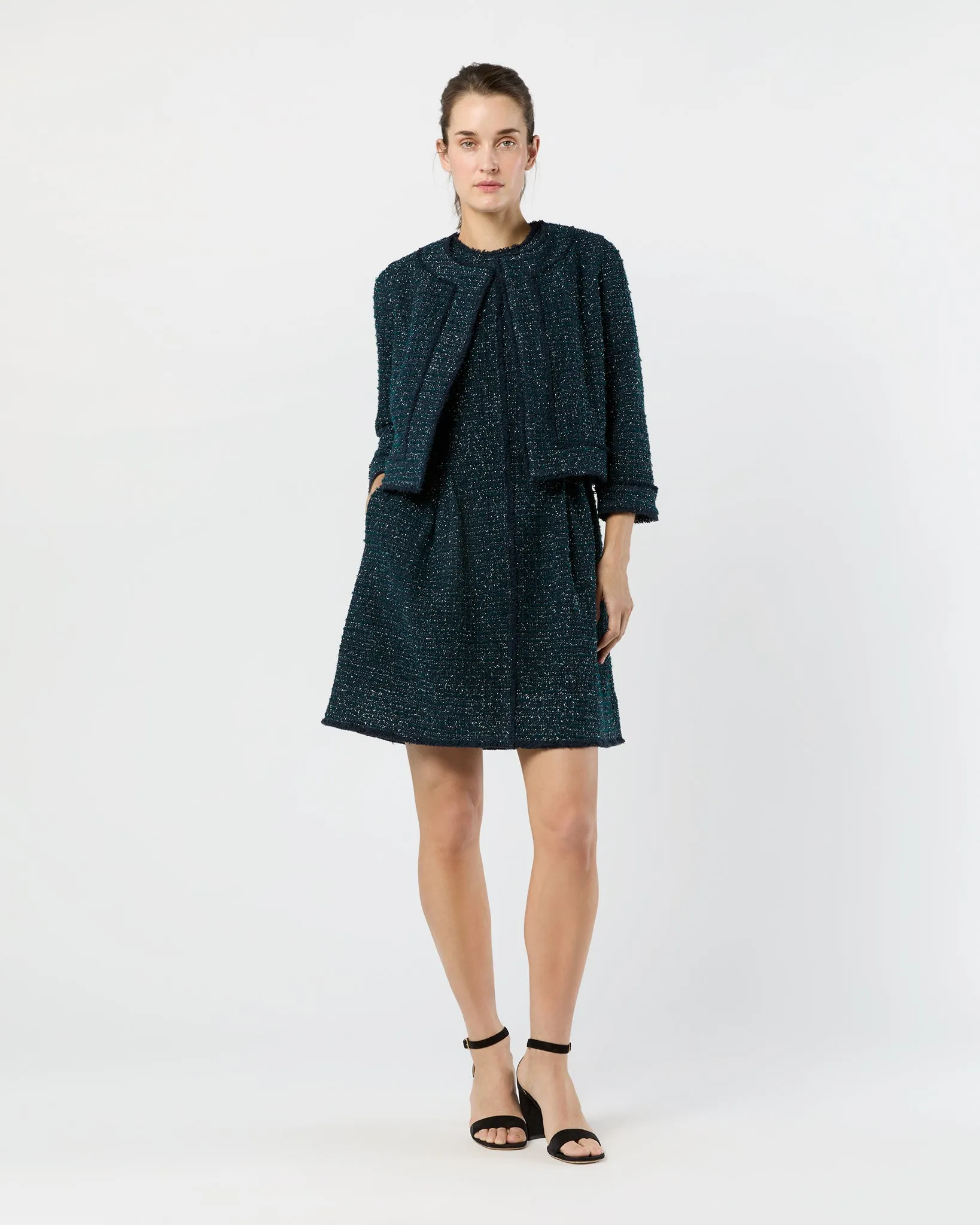 Kitsy Jacket in Navy/Mallard Sparkle Tweed sold by Mashburn product image thumbnail 3