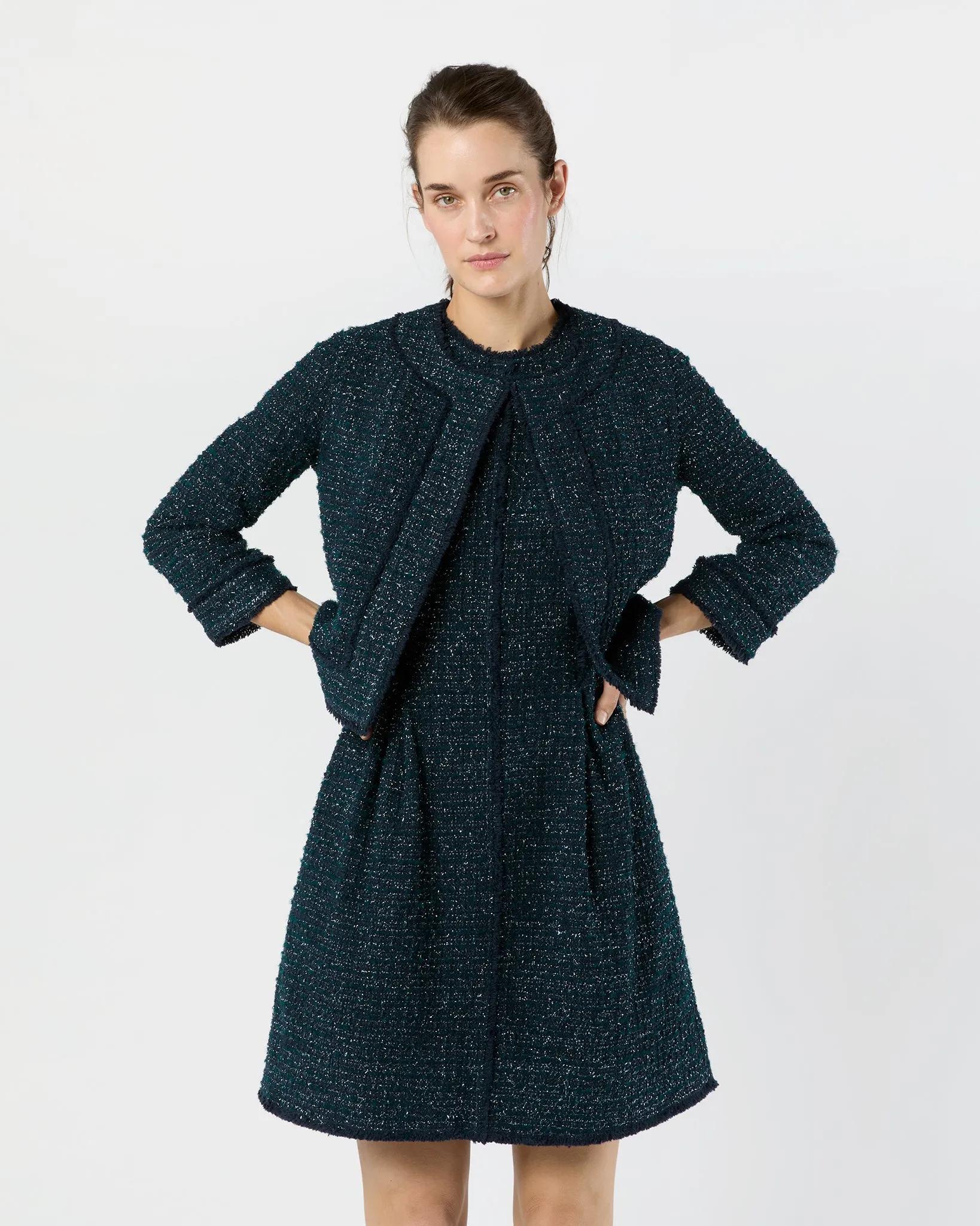 Kitsy Jacket in Navy/Mallard Sparkle Tweed sold by Mashburn product image thumbnail 5