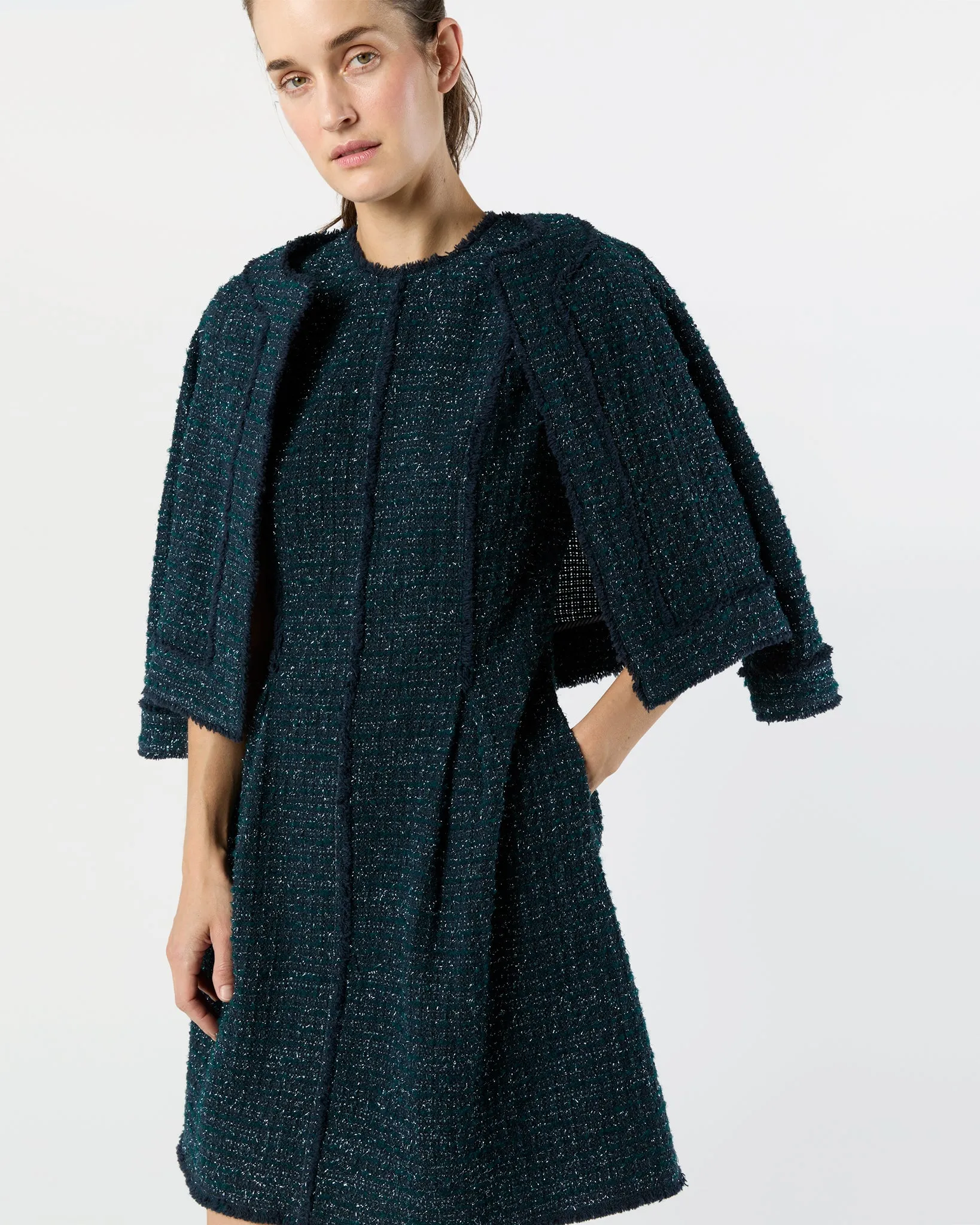 Kitsy Jacket in Navy/Mallard Sparkle Tweed sold by Mashburn product image thumbnail 4