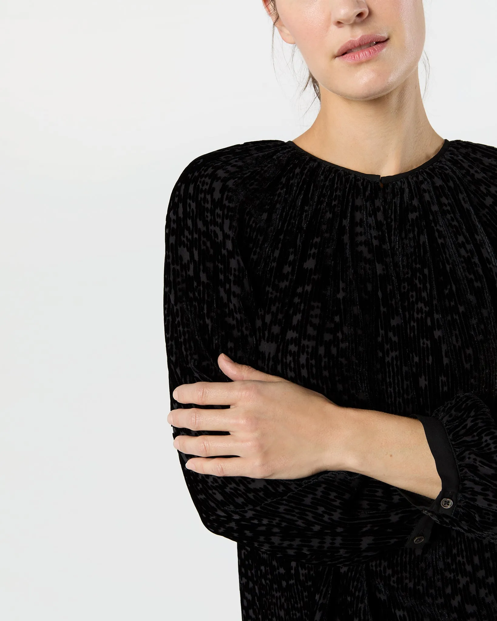 Ariana Blouse in Black Burnout Velvet sold by Mashburn product image thumbnail 5