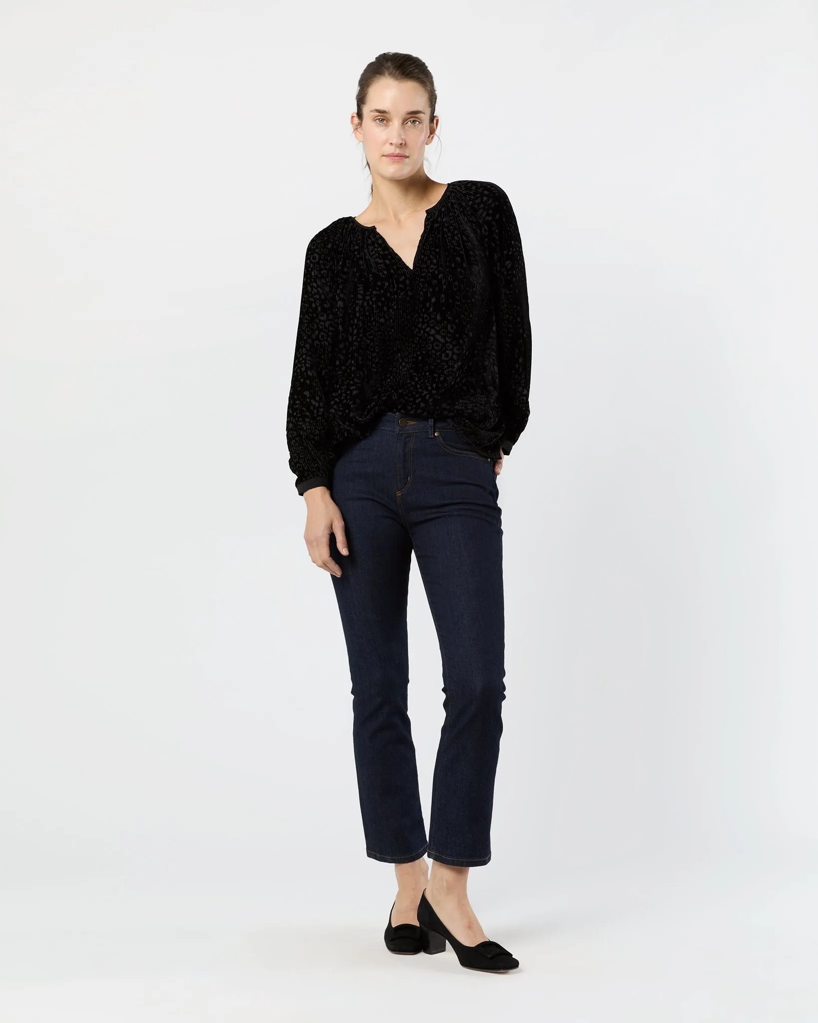 Ariana Blouse in Black Burnout Velvet sold by Mashburn product image thumbnail 3
