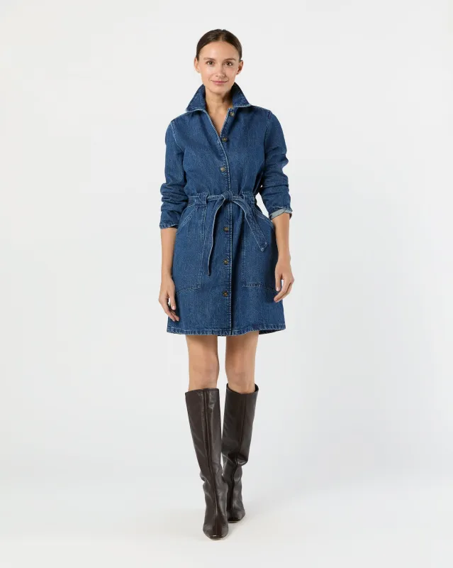 Winter Dress in Stonewashed Indigo sold by Mashburn