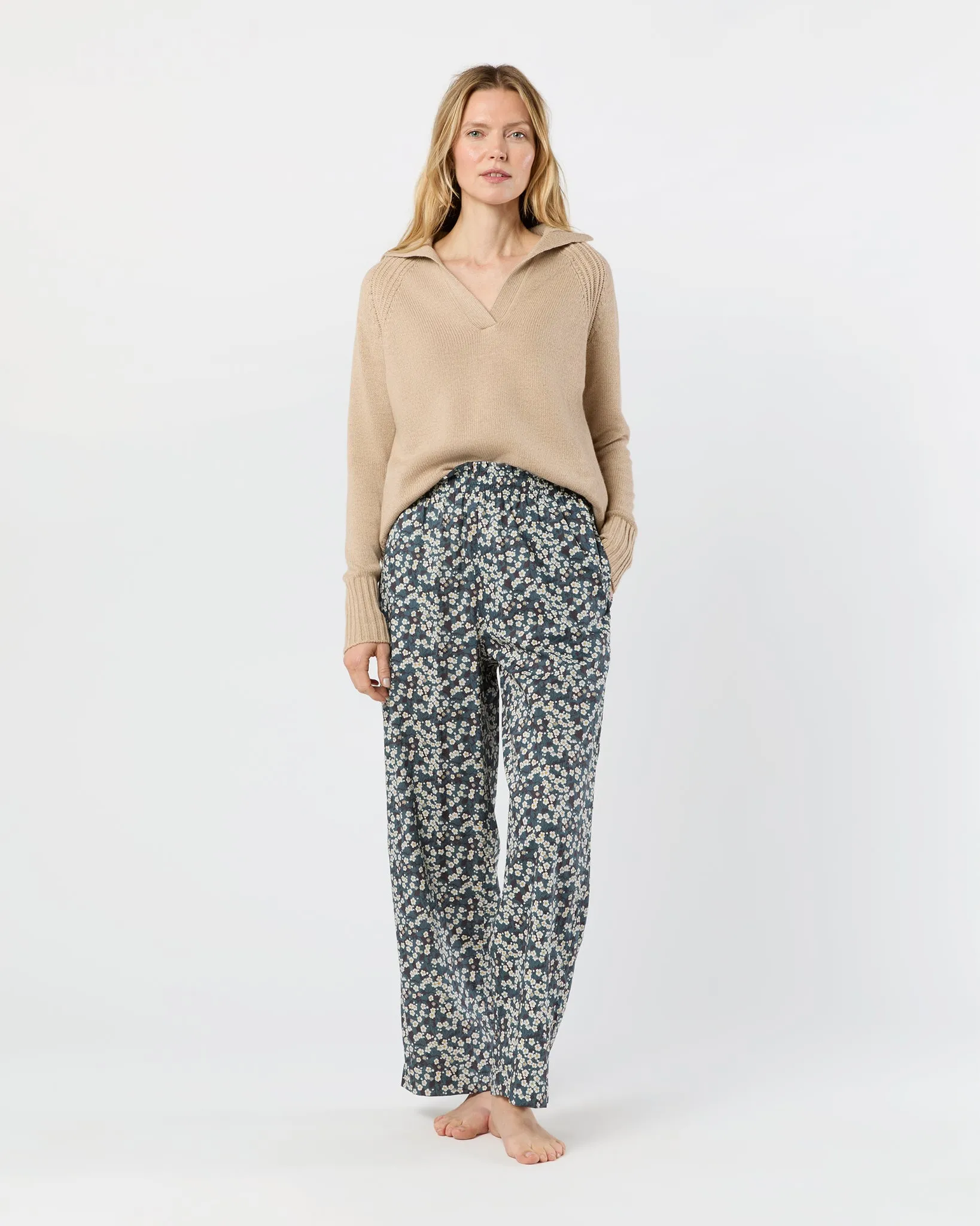 Pajama Pant in Blue/Green Mitsi Liberty Fabric sold by Mashburn