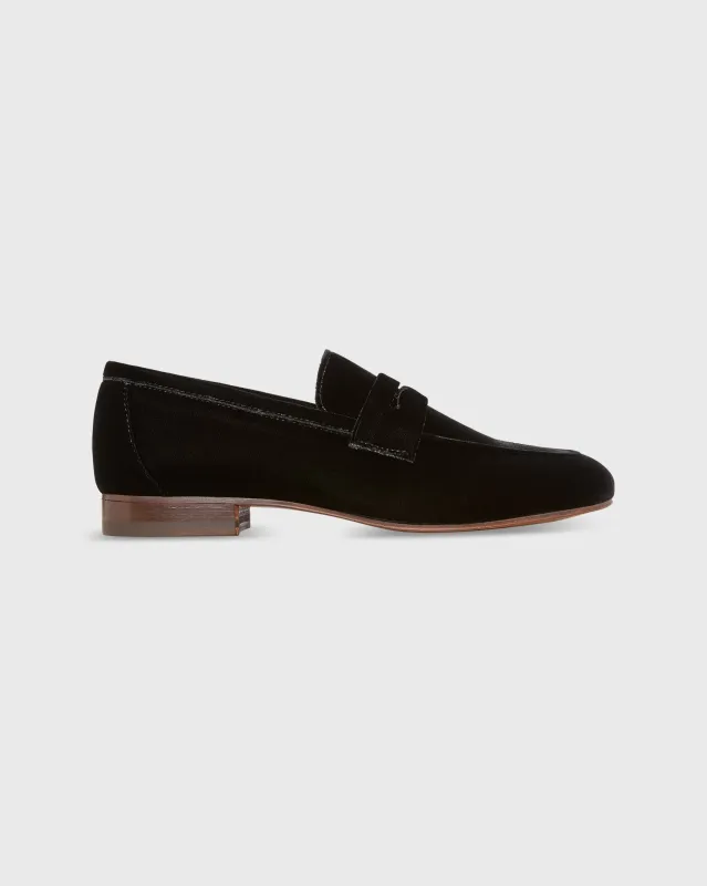 Mia Loafer in Black Velvet sold by Mashburn