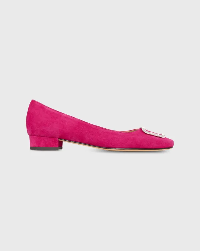 Embellished Buckle Shoe in Lipstick Suede sold by Mashburn