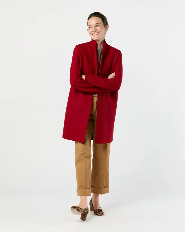 Cocoon Coat in Royal Red sold by Mashburn