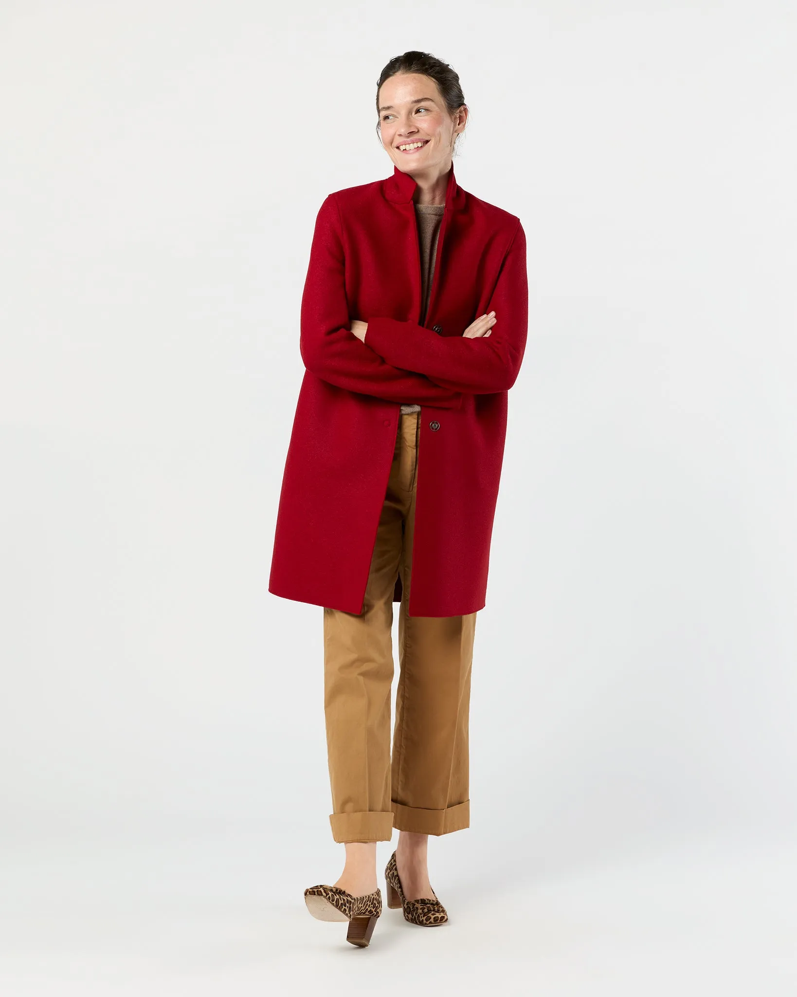 Cocoon Coat in Royal Red sold by Mashburn