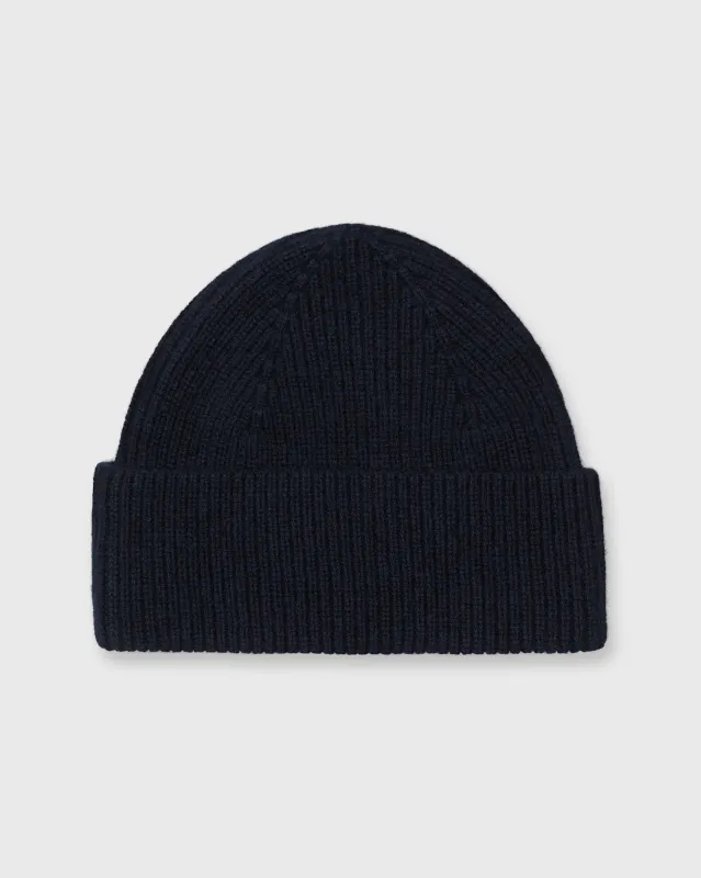 Shaker Watch Cap in Navy Cashmere sold by Mashburn