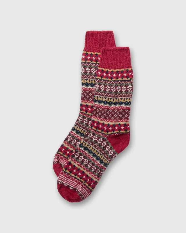 Cotton Fair Isle Socks in Red sold by Mashburn