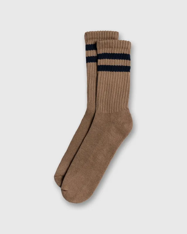 Retro Double Stripe Socks in Tan sold by Mashburn