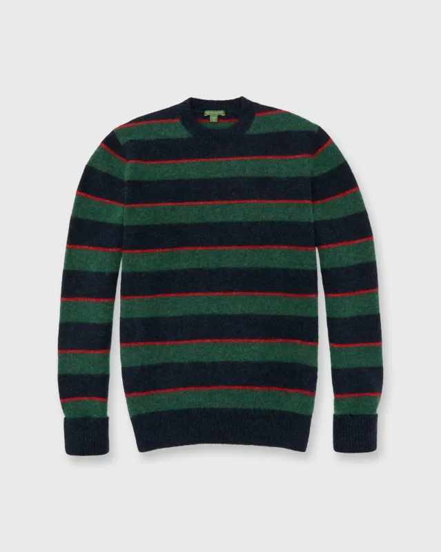 Crewneck Sweater in Green/Red/Navy Stripe Brushed Alpaca sold by Mashburn