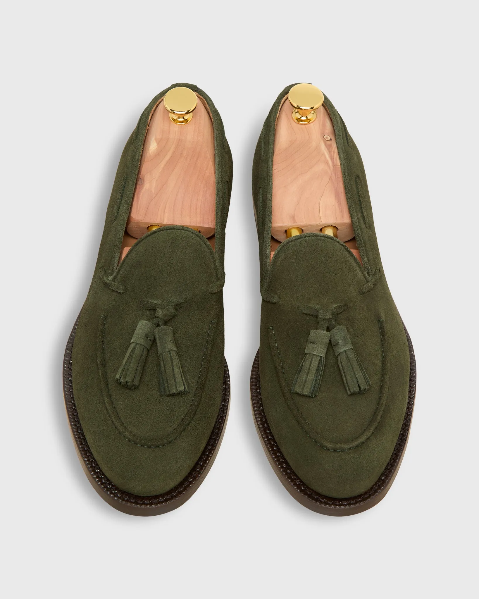 Italian Tassel Loafer in Loden Suede sold by Mashburn