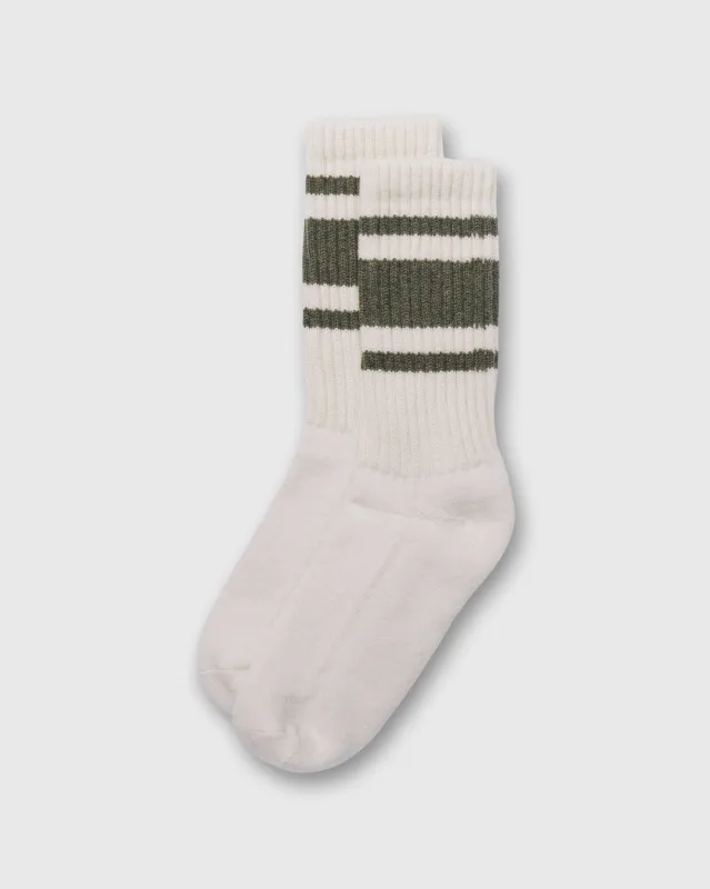 Cashmere Mono Stripe Socks in Olive sold by Mashburn